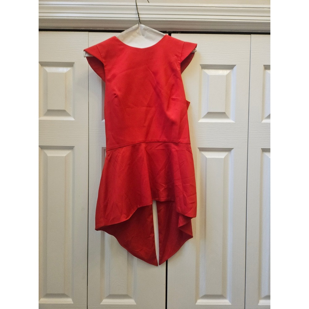 Naven Red Peplum Top High Low Cap Sleeve Exposed Back Zipper Size 4